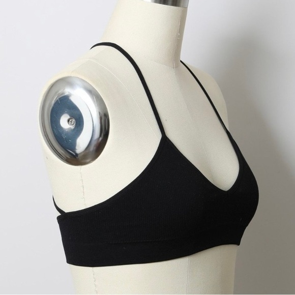 Embroidered Flower Tattoo Illusion Racerback Bralette in Black - Picture 6 of 7